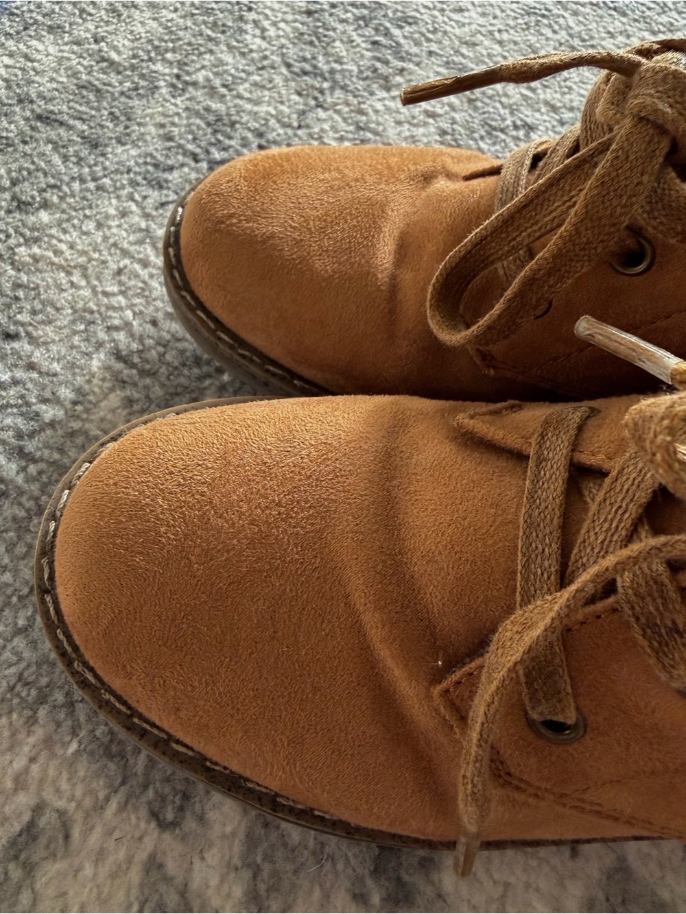 Gymboree Tan Suede Lace-Up Kids Ankle Boots Size 1 - Picture 2 of 11